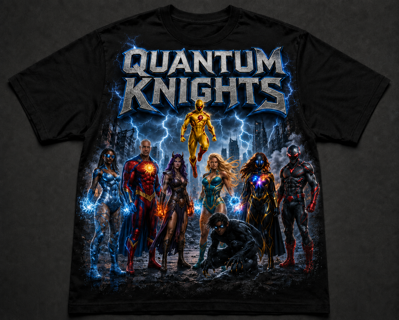 Quantum Knights Tee merchandise concept